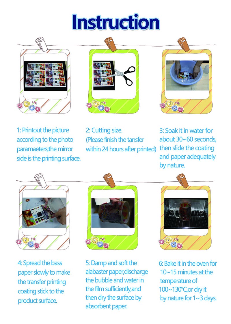 Rolurious 20 Sheets A4 Size Laser Waterslide Decal Paper Sheets Transparent Clear Water Slide Paper for Laser Printer - Image 2